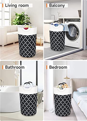 82L Laundry Basket, Laundry Hamper, Hampers for Laundry, Clothes Baskets Collapsible With Handles Waterproof Travel Bathroom College Essentials Storage For College Dorm, Family(Black)