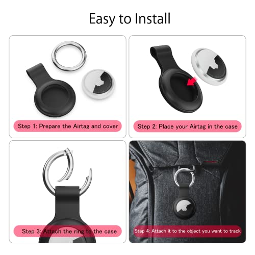 4 Pack Silicone AirTag Holder Case Compatible with Apple Airtag，Include 2pc AirTag Keychain & 2pc AirTag Adhesive Mount丨Lightweight, Anti-Scratch，for Luggage,Keys,Bike，Dog Collar etc