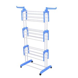 wxfkldj 4-tier clothes drying rack, movable clothes drying rack with casters for indoor/outdoor for drying clothes, bed covers, shoes, sofa covers
