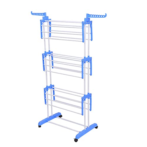 WXFKLDJ 4-Tier Clothes Drying Rack, Movable Clothes Drying Rack with Casters for Indoor/Outdoor for Drying Clothes, Bed Covers, Shoes, Sofa Covers