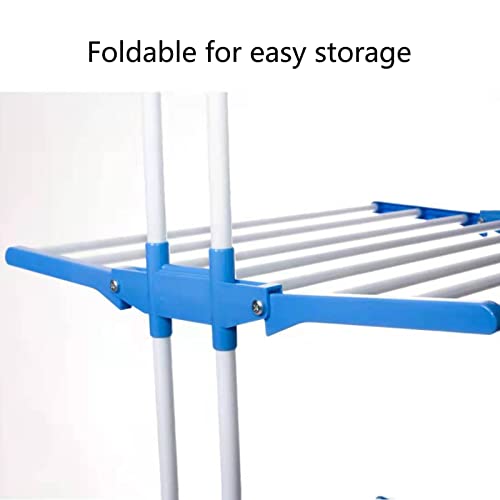 WXFKLDJ 4-Tier Clothes Drying Rack, Movable Clothes Drying Rack with Casters for Indoor/Outdoor for Drying Clothes, Bed Covers, Shoes, Sofa Covers