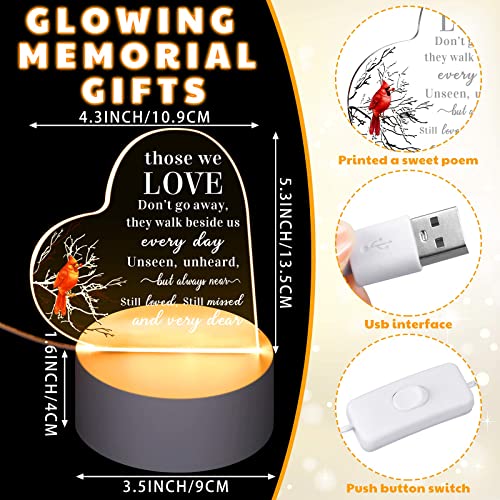 Memorial Gifts Night Light Sympathy Bereavement Gifts Don't Go Away in Memory of Loss of Loved One Acrylic Clear Heart Condolence Gifts with Light Remembrance Gifts for Loss of Mother Father