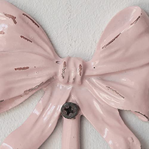 BOOMLATU Shabby Chic Large Wall Mounted Bow Coat Hook,Decorative Pink Wall Hook for Scarf, Bag, Towel, Hat etc for Living Room Kitchen Bathroom Office Pack of 2