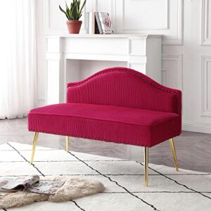 pvillez 46.5" velvet loveseat sofa, modern small loveseat 2 seat sofa couch for living room, upholstered tufted loveseat w/gold metal legs and curved backrest, loveseat for small spaces, bedroom