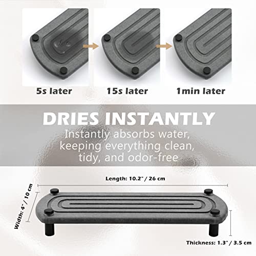 Modern Home Sink Caddy Dries Instantly | Diatomaceous Earth Drying Rack | Bathroom Sink Organizer | Kitchen Sink Organizer | Rapid Drying Stone Sink Caddy | Soap Holder, Prevents Moisture Buildup