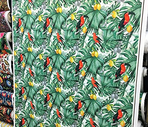 Tropical Toucan Birds,Lemons Floral Print Upholstery Fabric(200x140cm)-HDTF-0642-200