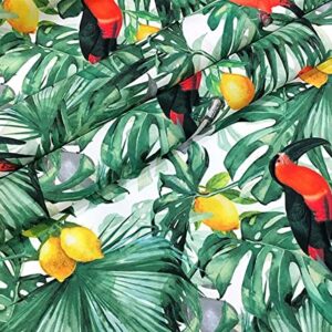 Tropical Toucan Birds,Lemons Floral Print Upholstery Fabric(200x140cm)-HDTF-0642-200