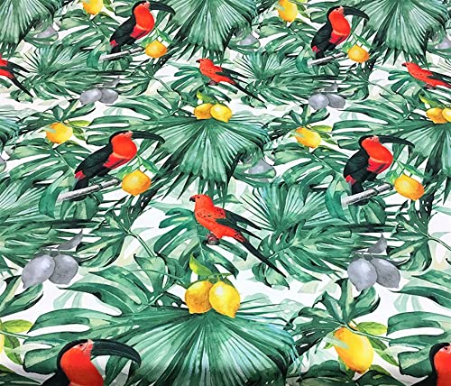 Tropical Toucan Birds,Lemons Floral Print Upholstery Fabric(200x140cm)-HDTF-0642-200