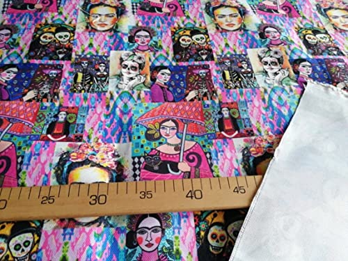 Mexican Girl,Frida Girl Patchwork Pattern Upholstery Fabric(200x140cm)-HDTF-0001MG-200