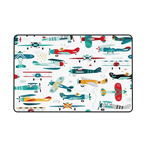 Soft Area Rug Non Slip Washable for Indoor,Airplanes Boys,Large Floor Carpets Doormat Covering Living Room Bedroom 5 x 7Ft