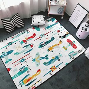 Soft Area Rug Non Slip Washable for Indoor,Airplanes Boys,Large Floor Carpets Doormat Covering Living Room Bedroom 5 x 7Ft