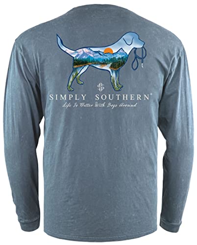 Simply Southern Life is Better with Dogs Long Sleeve Dog T Shirt Bluestone