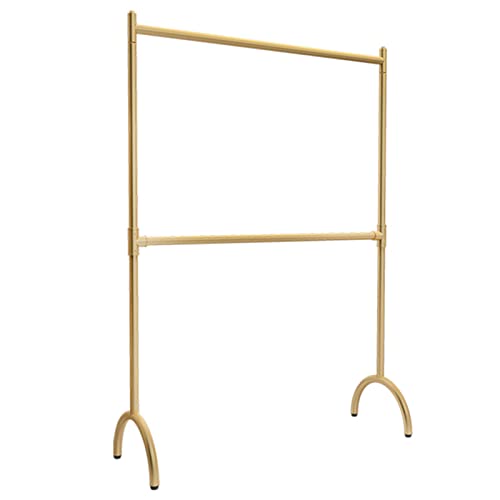 Garment Rack Gold Metal Hanging Clothes Rack, 2 Tier Hanging Rod Clothing Rack, Height-adjustable Crossbar, Freestanding Coat Rack For Bedroom And Boutiques, Space Saving Clothes R(Size:120X40X160CM)