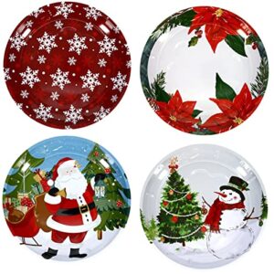 im customization christmas 10-in. tin serving trays - set of 4 - one of each design including santa, snowman, snowflakes, and poinsettias