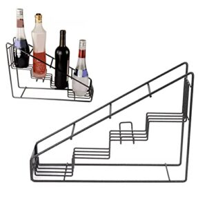 jeanoko wine bottle holders, 4 compartments stainless steel syrup bottle holder stable coffee spice rack shelf countertop free stand storage rack for kitchen
