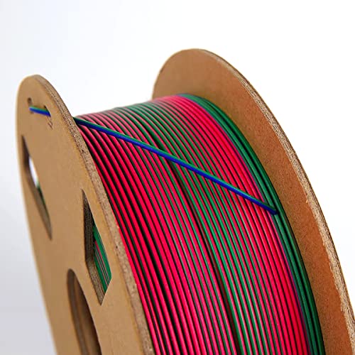 Matte RGB Tri-Color PLA 3D Printer Filament, Triple Color Coextrusion Matte Magic PLA Filament 1.75mm, Matte RGB PLA, Matte Red-Green-Blue Tri-Color Filament, 1kg/2.2lbs