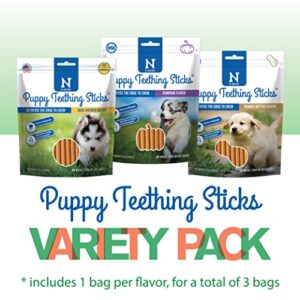 N-Bone Puppy Teething Sticks Variety Pack, Chicken & Pumpkin & Peanut Butter Flavor, Total 3 Bags, 11.22-oz