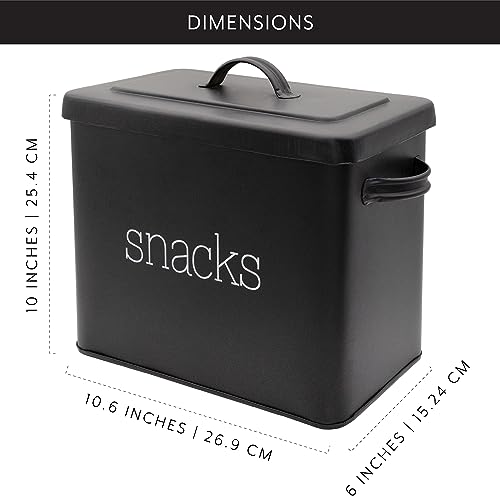 AuldHome Black Enamel Snack Bin; Modern Farmhouse Style Snack Container, Ideal for Single Serving Snacks