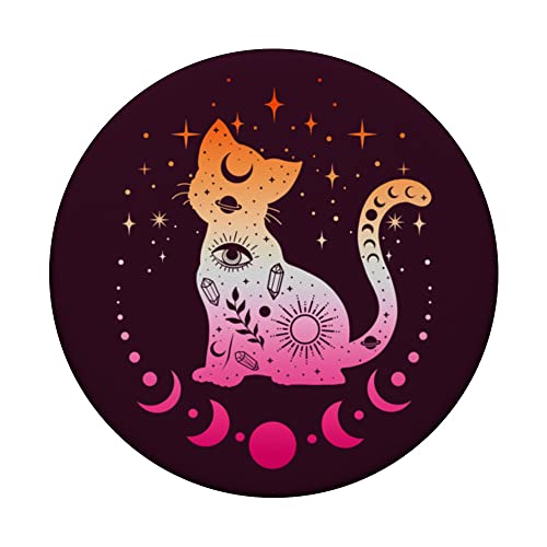 Lesbian pride flag colors, astronomy cat PopSockets Standard PopGrip