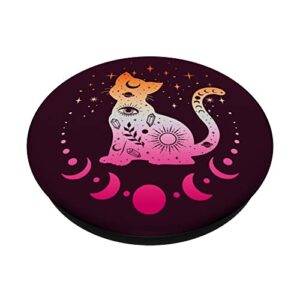 Lesbian pride flag colors, astronomy cat PopSockets Standard PopGrip