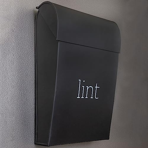 AuldHome Enamelware Lint Holder Bin (Black); Modern Farmhouse Laundry Room Decor