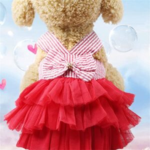 HonpraD Female Clothes Dog Cat Pet Supplies Striped Suspender Mesh Skirt Dress for Dogs Girls Medium Basic Hoodie Soft Sweaters Winter Coat