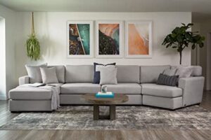 abbyson living elliot sofa - transitional design, fabric, stain resistant, light gray
