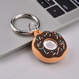 Worryfree Gadgets Case Compatible with Apple Airtag Case Holder with Key Ring Airtag Cover for Wallet, Dog Collar, Luggage, Keys etc (Silicone-Brown Donut)