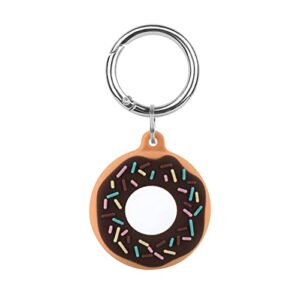 Worryfree Gadgets Case Compatible with Apple Airtag Case Holder with Key Ring Airtag Cover for Wallet, Dog Collar, Luggage, Keys etc (Silicone-Brown Donut)