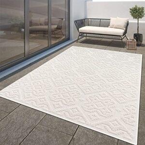 paco home in- & outdoor rug modern carved boho pattern in cream, size: 6'7" x 9'6"
