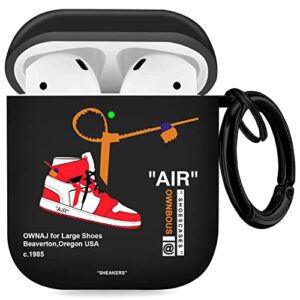 gedicht for airpods 2nd generation case air sports shoes, protective tpu soft airpod 1st generation case cover rugged for apple airpod 1&2 case with keychain for women men，black red