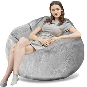 bean bag chair memory foam filled big supportive stuffed bean bag with ultra soft corduroy cover, multiple sizes and colors for adults, teens