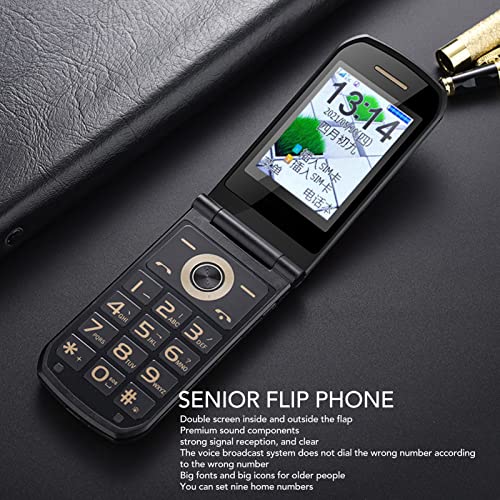 Unlocked Senior Flip Cell Phone, 2G Big Button Hearing Aids Flip Phone for Seniors, 2.4 Inch Display, FM Radio, MP3, MP4, BT, 4800mAh Battery, Dual Card Dual Standby (Gold)
