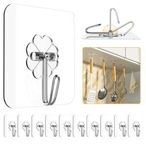 probebi adhesive hooks for hanging heavy duty - 12 pack wall 13lb(max) sticky waterproof wall hangers without nails for kitchen, bathroom, indoor use for home & office