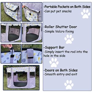 Apatal Portable Pet Playpen, Foldable Cats Exercise Enclosure Pen Tents Cat Delivery Isolation Room Dog Crates Kennel House Great for Indoor Outdoor Travel Use Pets Puppy Kitten Rabbit