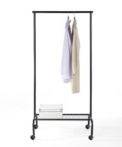 sunnypoint durable compact rolling garment rack with shelf (gr-1tc, blk)