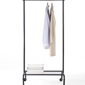 SunnyPoint Durable Compact Rolling Garment Rack with Shelf (GR-1TC, BLK)