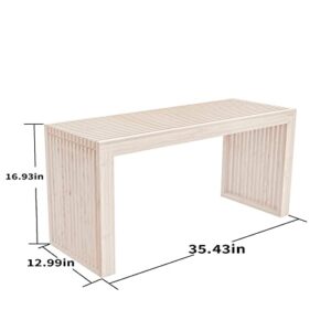 APRTAT Bamboo Dining Bench,Indoor Storage Bench Wood | Kitchen & Living Room Furniture-35.43L x 12.99W x 16.93H in