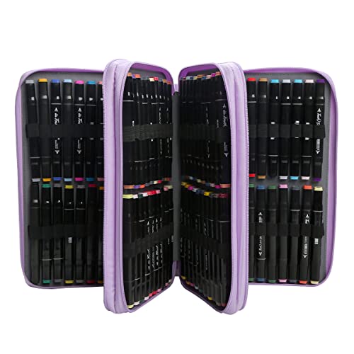 Lbxgap Art Marker Pen Organizer Case 120 Slots Large Capacity with Handy Wrap Portable Multilayer Holder for Prismacolor Watercolor Pencils & Gel Pen Markers