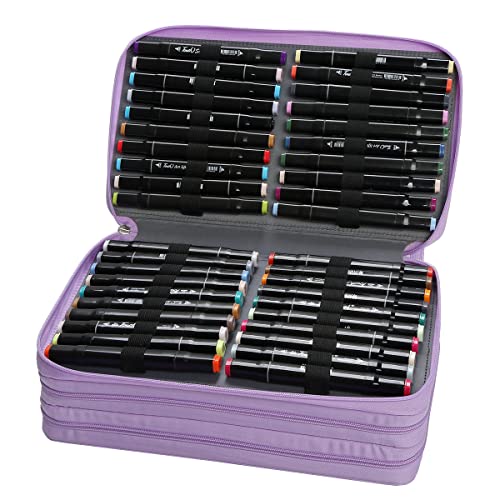 Lbxgap Art Marker Pen Organizer Case 120 Slots Large Capacity with Handy Wrap Portable Multilayer Holder for Prismacolor Watercolor Pencils & Gel Pen Markers