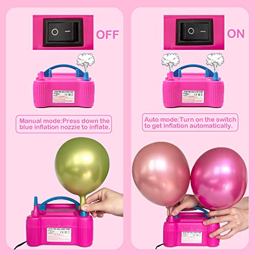 Kaucytue Balloons Pump Electric Kit, Portable Dual Nozzle Electric Balloon Inflator 110V-120V, Electric Balloon Blower Pump for Party Decorations, Birthday, Christmas, Wedding
