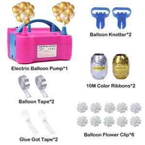 Kaucytue Balloons Pump Electric Kit, Portable Dual Nozzle Electric Balloon Inflator 110V-120V, Electric Balloon Blower Pump for Party Decorations, Birthday, Christmas, Wedding