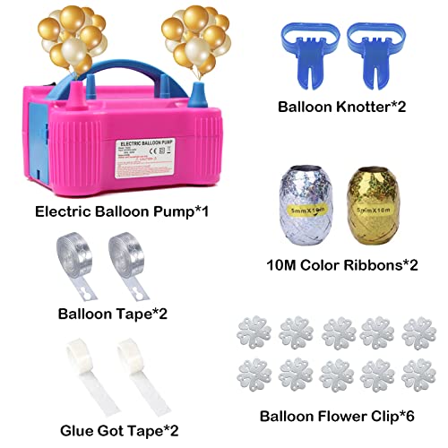 Kaucytue Balloons Pump Electric Kit, Portable Dual Nozzle Electric Balloon Inflator 110V-120V, Electric Balloon Blower Pump for Party Decorations, Birthday, Christmas, Wedding