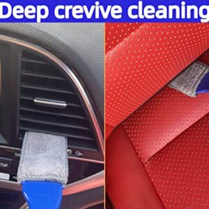 EVIISO 4 pcs Car Brushes for Detailing Interior,Double-Ended Brush and Cleaning Cloth,car Detail Crevice Care Removal Cleaning,Keyboard Cleaning Brush (Blue)