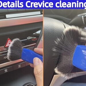 EVIISO 4 pcs Car Brushes for Detailing Interior,Double-Ended Brush and Cleaning Cloth,car Detail Crevice Care Removal Cleaning,Keyboard Cleaning Brush (Blue)