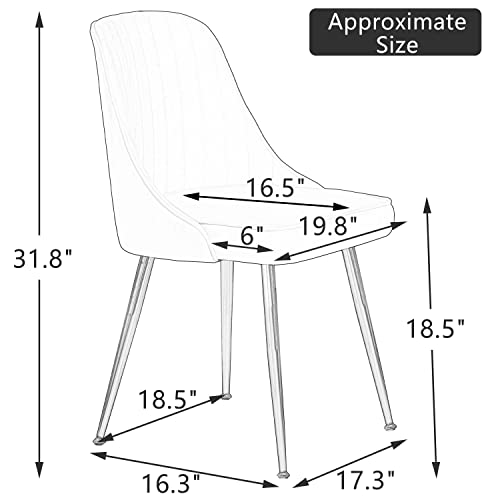 ANOUR Modern Dining Chairs,Set of 2, Velvet Kitchen Chair with Gold Metal Legs,Upholstered Side Chair for Dining Room,Living Room,Makeup Room(White,2 Pack)