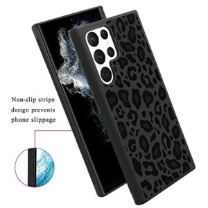 KANGHAR Case Compatible with Galaxy S23 Ultra 5G,Black Leopard Design,Tire Texture Non-Slip +Shockproof Rugged TPU Protective Case for Samsung Galaxy S23 Ultra 5G Leopard Pattern