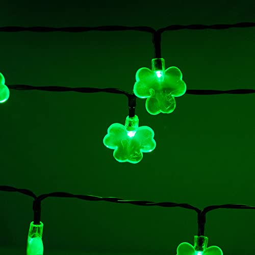 Dazzle Bright 2 Pack 50 LED St. Patrick's Day Shamrock String Light, Battery Operated Clover String Lights with 8 Lighting Modes, Three-Leaf Lucky Clover Green Lights for Party Home Decor