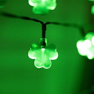 Dazzle Bright 2 Pack 50 LED St. Patrick's Day Shamrock String Light, Battery Operated Clover String Lights with 8 Lighting Modes, Three-Leaf Lucky Clover Green Lights for Party Home Decor