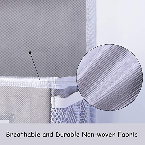 ULG Over the Door Bag Organizer Hanging Fabric Storage Organization with 4 Spacious Pockets, 10 Mesh Pockets, 2 Mounted Hangers, Great for Pantry Closet Bedroom Nursery Dorm Organizing-Grey